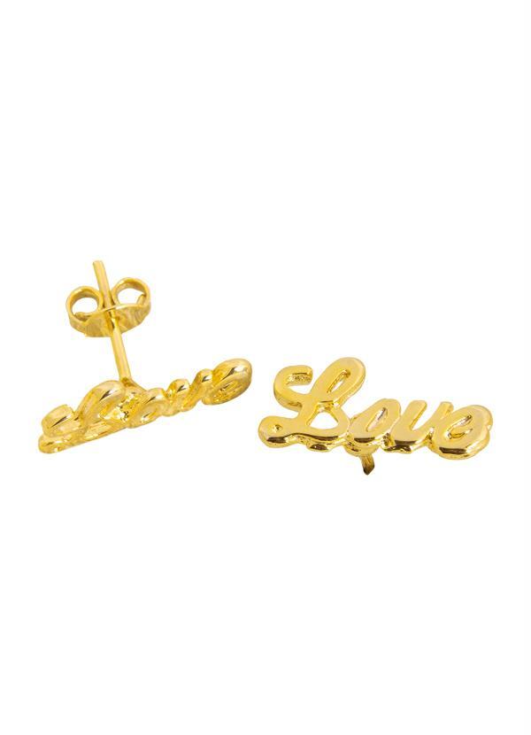 Moda Pop - Brincos Dourado com Descrição Love