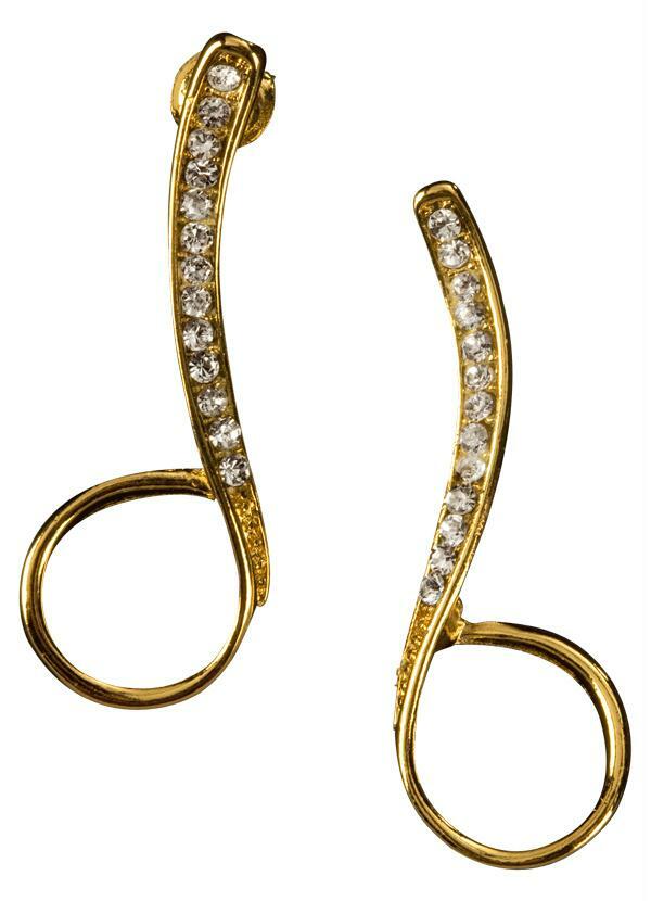 Moda Pop - Brincos Folheados a Ouro com Strass