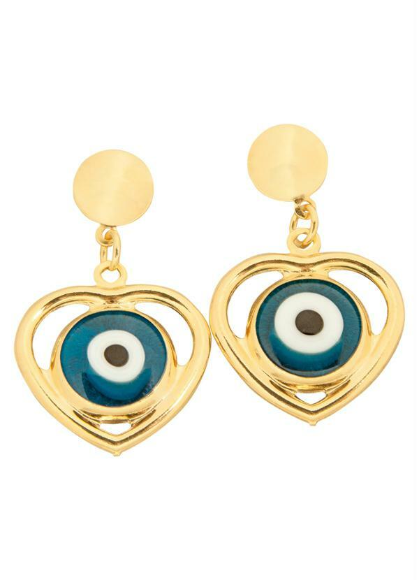 Moda Pop - Brincos Olho Grego Folheado a Ouro