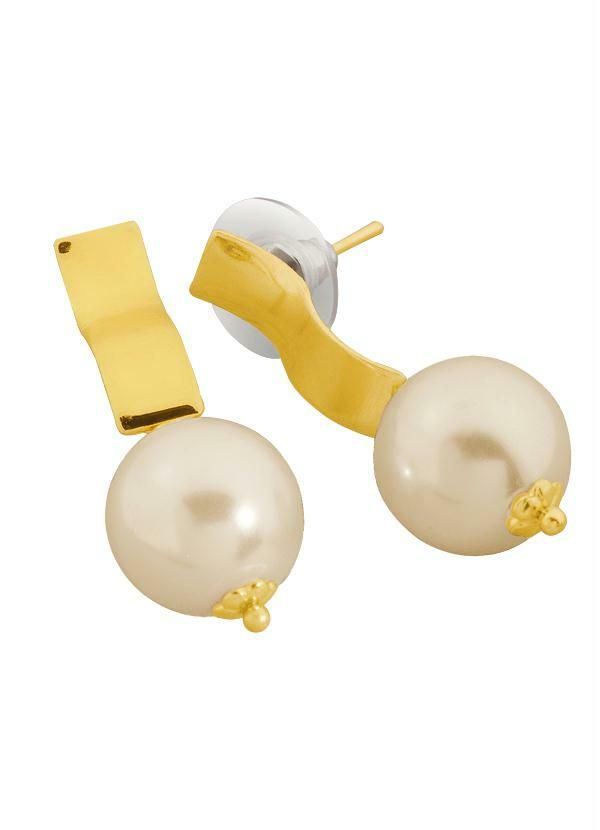 Moda Pop - Brincos Pérola Dourado