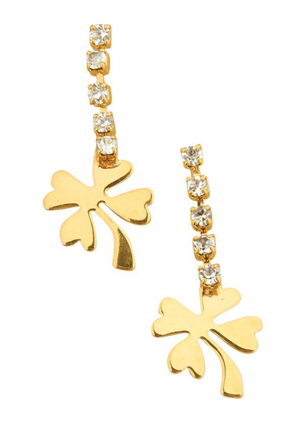Moda Pop - Brincos Trevo da Sorte Folheado a Ouro