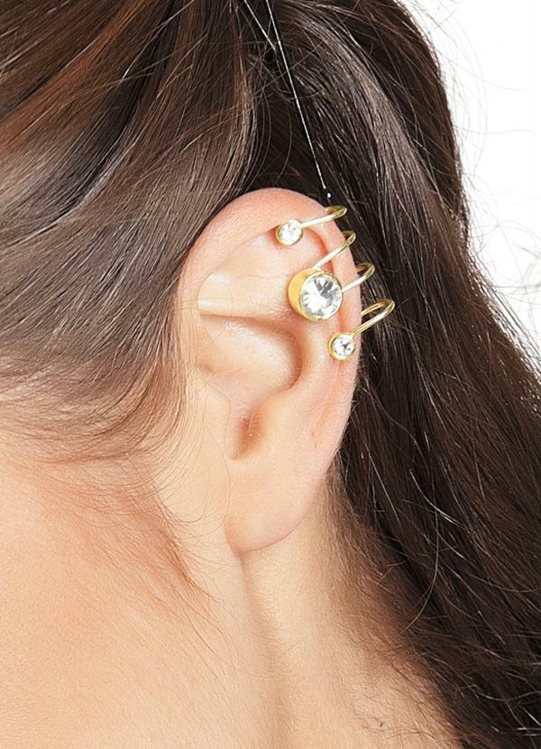 Moda Pop - Piercing para Orelha Dourada