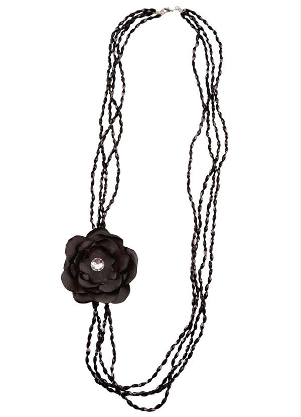 Quintess - Colar Preto com Flores
