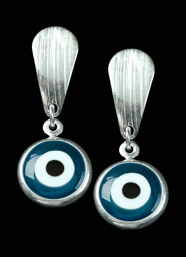 Moda Pop - Conjunto Gargantilha e Brincos Olho Grego Prata 3