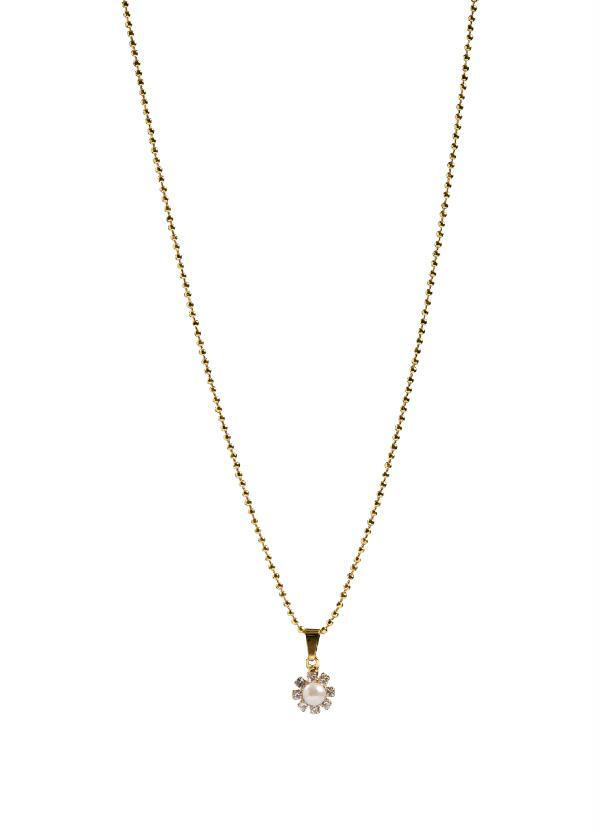 Moda Pop - Gargantilha com Pingente de Strass e Pérola