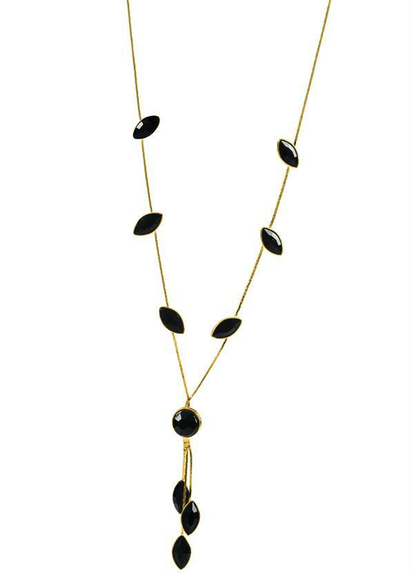 Moda Pop - Gargantilha Detalhe com Pedras Pretas e Douradas 2