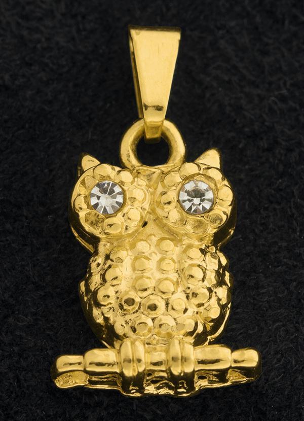 Moda Pop - Pingente Coruja com Strass Banhado Á Ouro