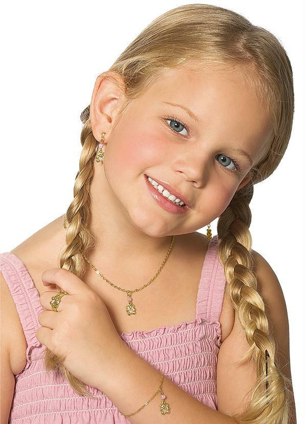 Moda Pop - Colar Brincos e Anel Infantil Urso