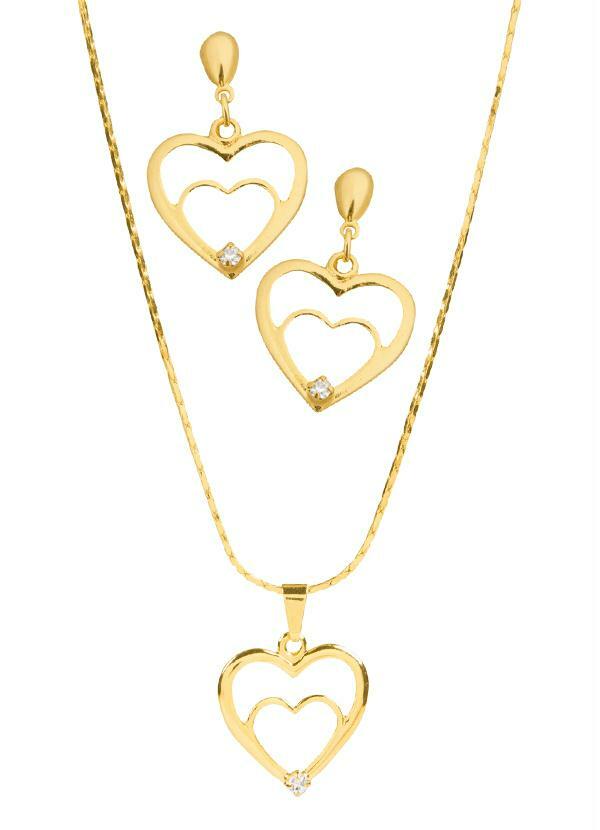 Moda Pop - Conjunto Corações Folheado a Ouro