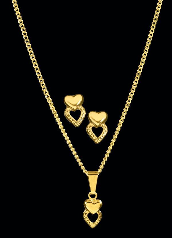 Moda Pop - Conjunto Dourado Gargantilha e Brincos 2