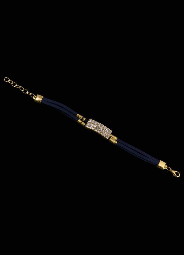 Quintess - Pulseira em Camurça com Strass e Detalhe Dourado 2