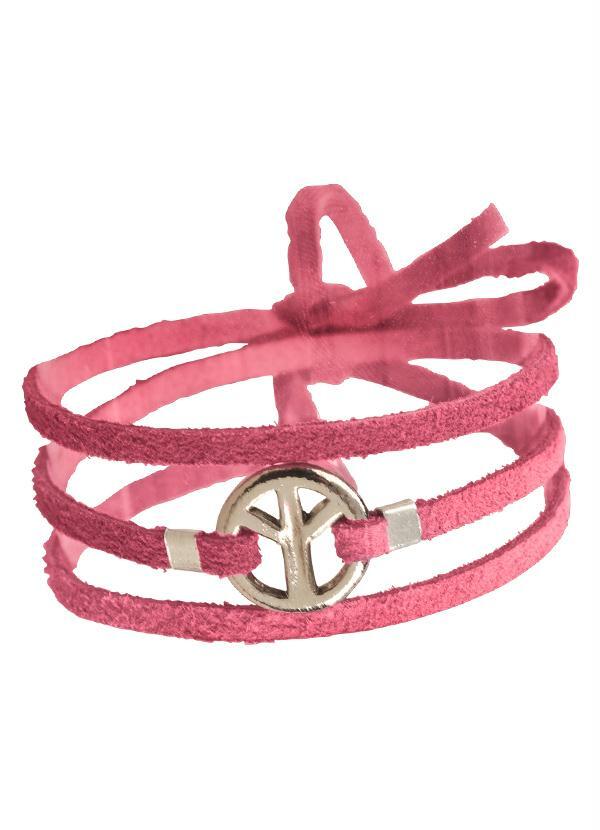 Moda Pop - Pulseira Paz e Amor Rosa