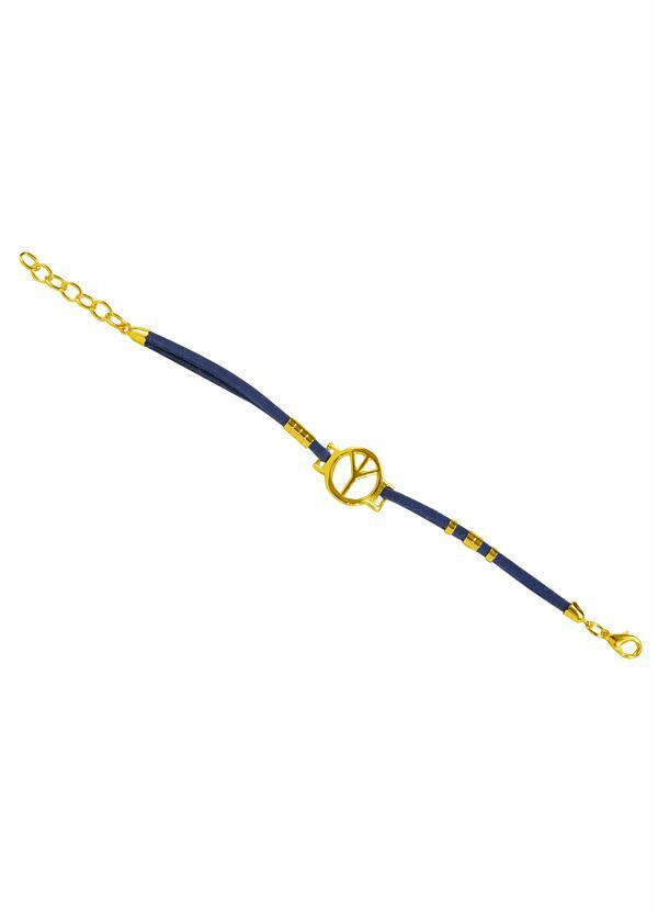 Moda Pop - Pulseira Símbolo Paz Azul e Dourado 2
