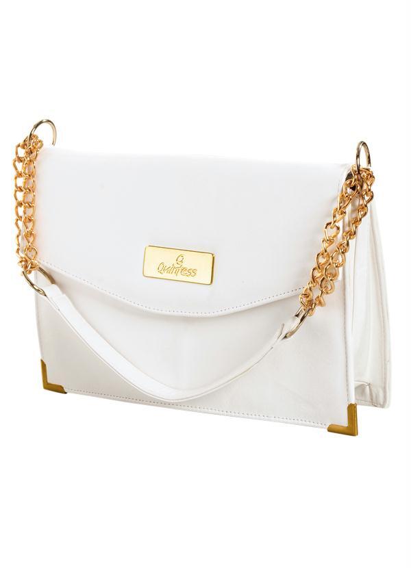 Quintess - Bolsa Branca com Detalhes Dourados