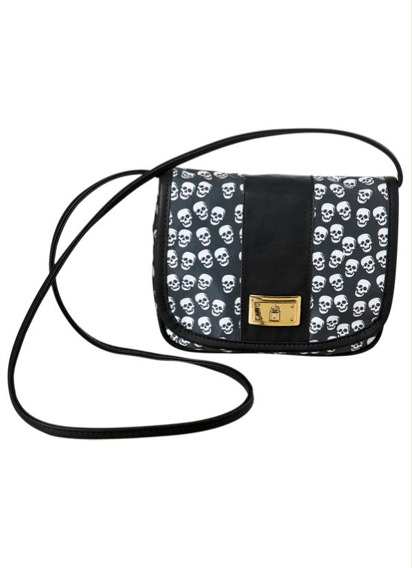 Quintess - Bolsa com Caveiras Estampadas Preto e Branco 2