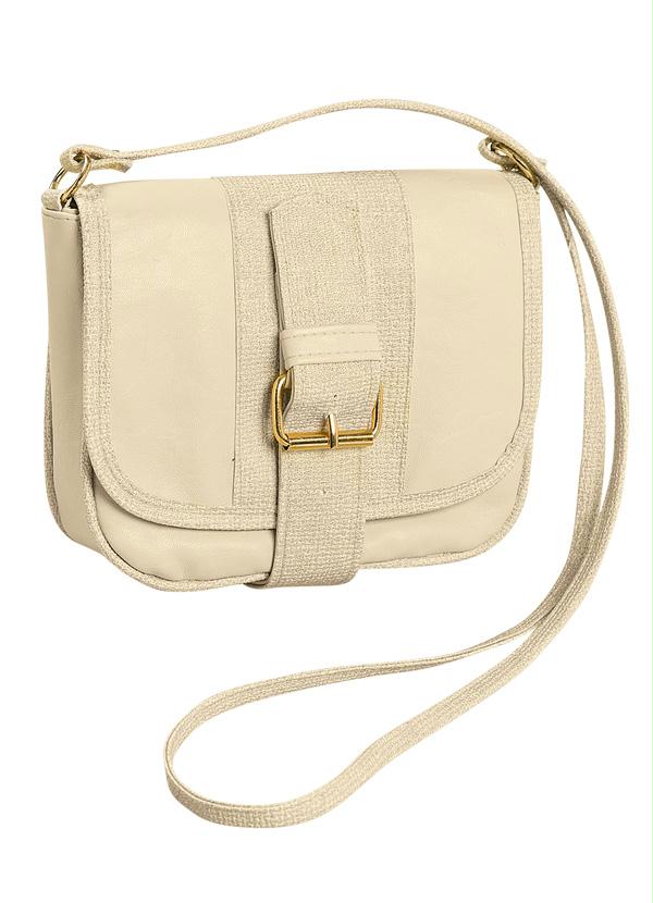 Quintess - Bolsa com Detalhe de Fivela Dourada Bege