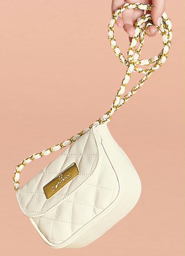 Quintess - Bolsa Pequena Branco/Dourado 2