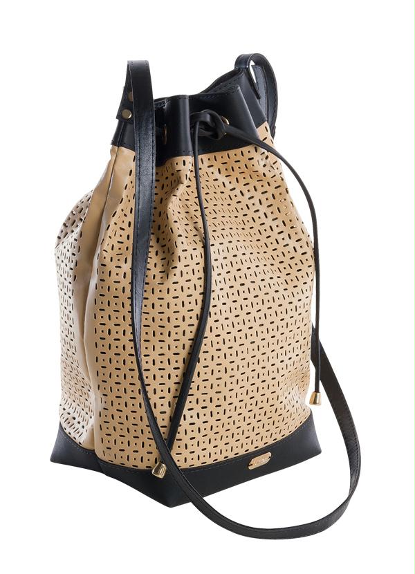 Quintess - Bolsa Saco Bege e Preto