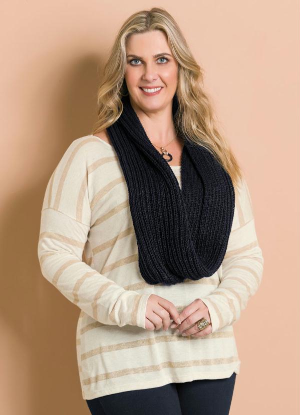 Marguerite - Gola em Lã Preta Marguerite Plus Size