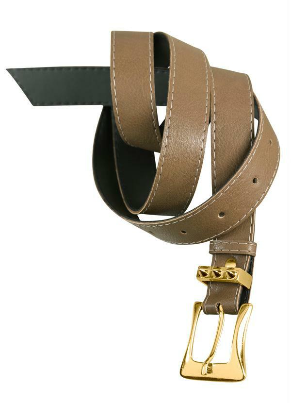 Quintess - Cinto com Fivela Dourada e Spikes Caramelo 2