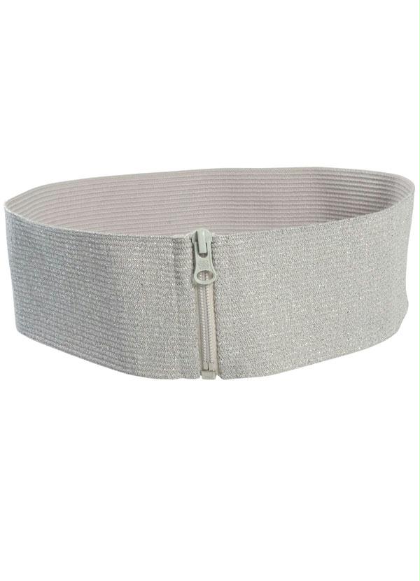Moda Pop - Cinto de Elástico Cinza com Zíper