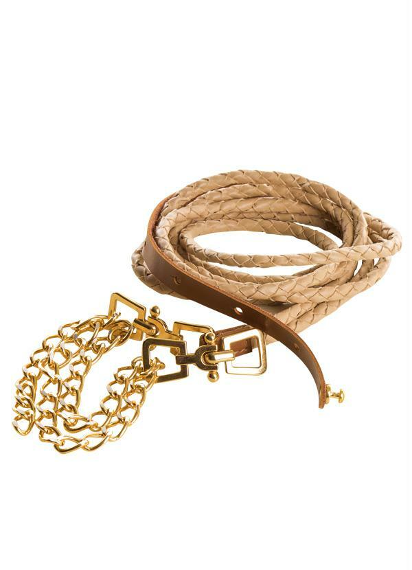 Marguerite - Cinto Detalhe Corrente Bege Plus Size