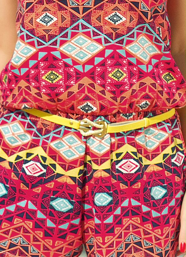 Quintess - Cinto Feminino Amarelo com Fivela Dourada