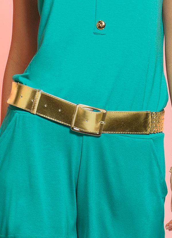 Quintess - Cinto Feminino Dourado Tressê