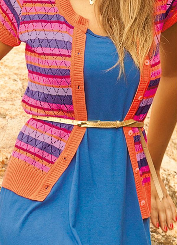 Quintess - Cinto Fino Dourado Efeito Metalizado