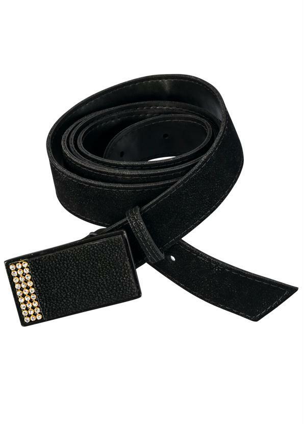 Quintess - Cinto Strass Preto Plus Size