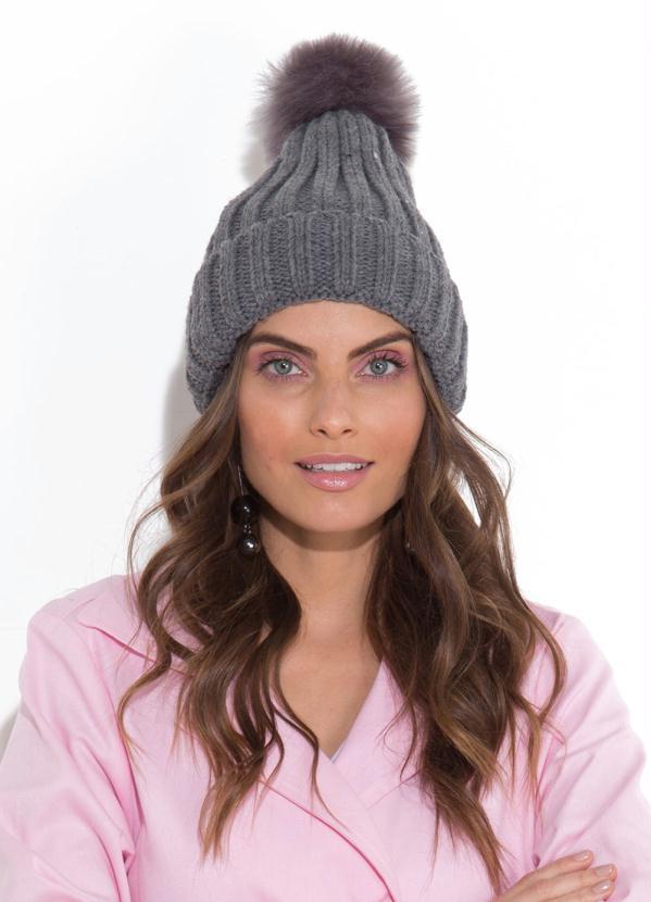 Quintess - Gorro Quintess Cinza com Pompom