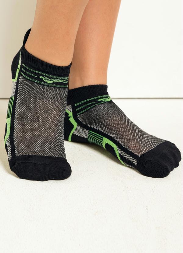 Alma Dolce - Kit 3 Meias Preto, Branco, Rosa e Verde