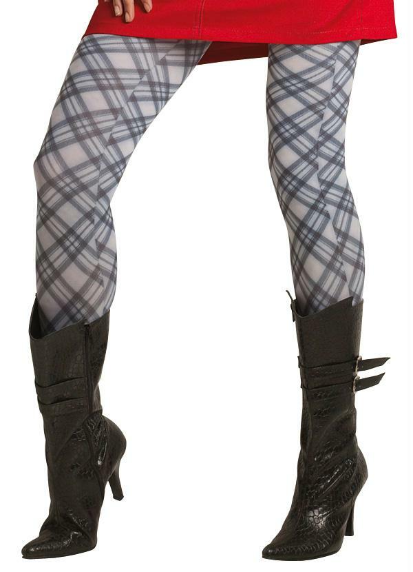 Quintess - Meia Calça Xadrez Branco/Preto