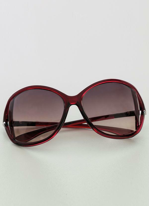 Moda Pop - Óculos de Sol Feminino Bordô Escuro 2