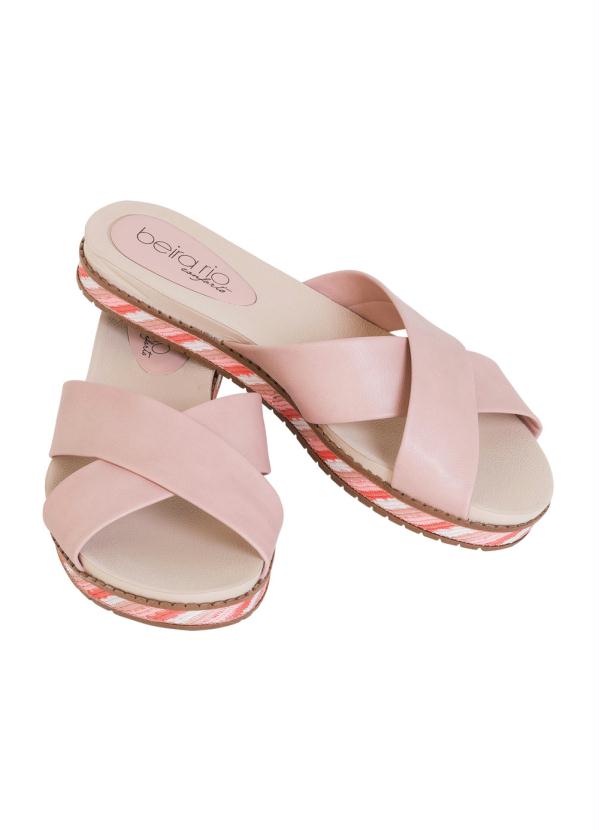 Beira Rio - Chinelo Beira Rio Rosa com Tiras Transpassadas 4