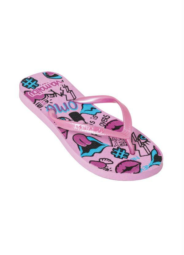 Perfecta - Chinelo Rosa com Estampa Bocas