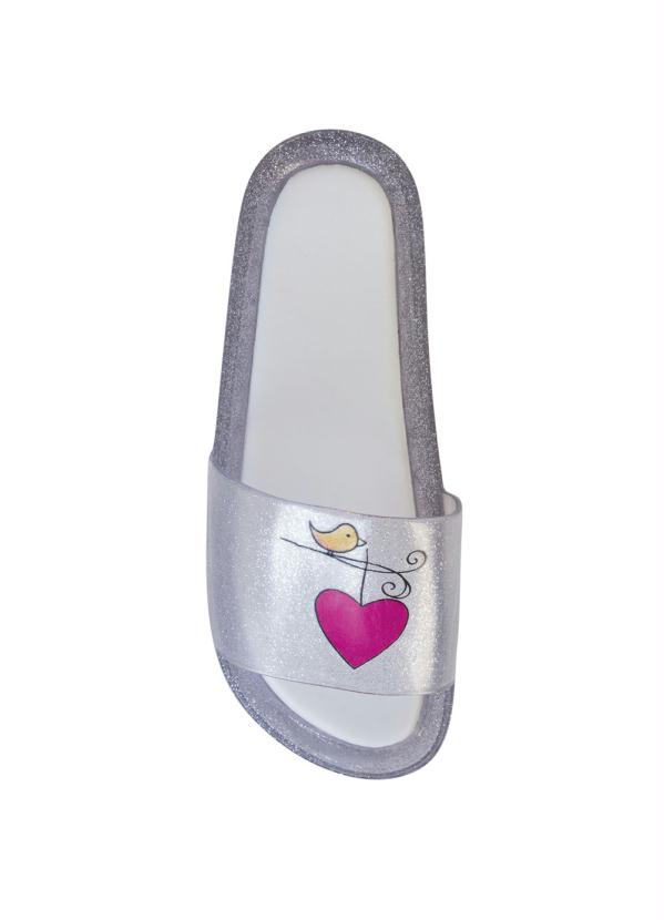 Outlet - Chinelo Slide Cristal com Estampa Pássaro 4