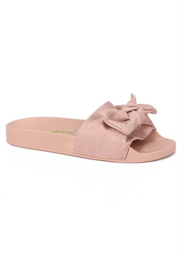 Moleca - Chinelo Slide Feminino Moleca Laço Rosa