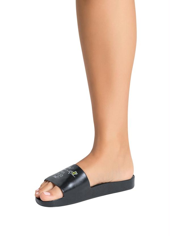 Outlet - Chinelo Slide Preto com Estampa Frase 5