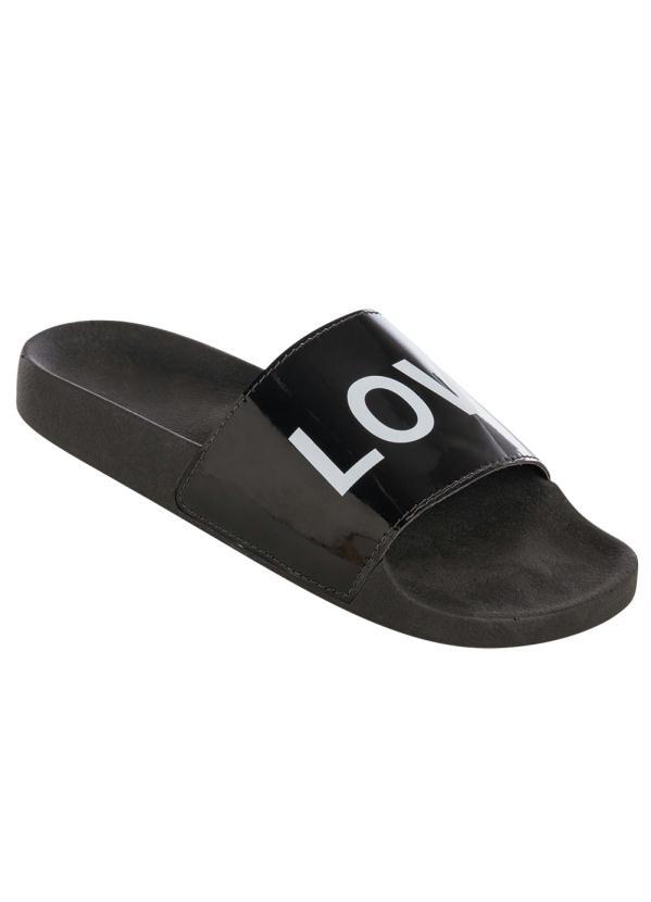 Outlet - Chinelo Slide Preto com Estampa