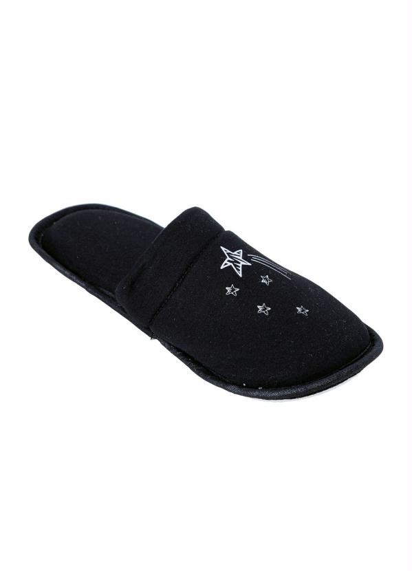 Perfecta - Chinelo Pantufa Preto em Tecido