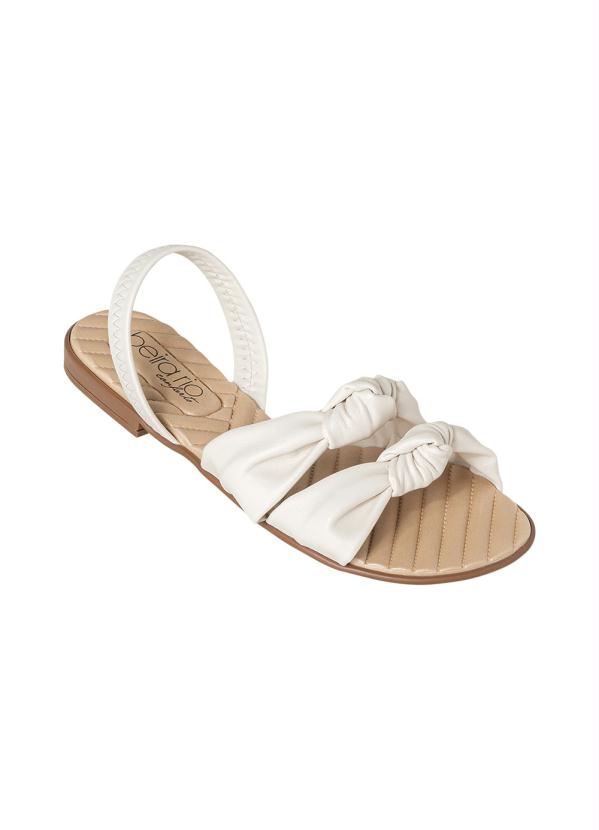 Beira Rio - Rasteira Beira Rio Off White Fecha no Tornozelo