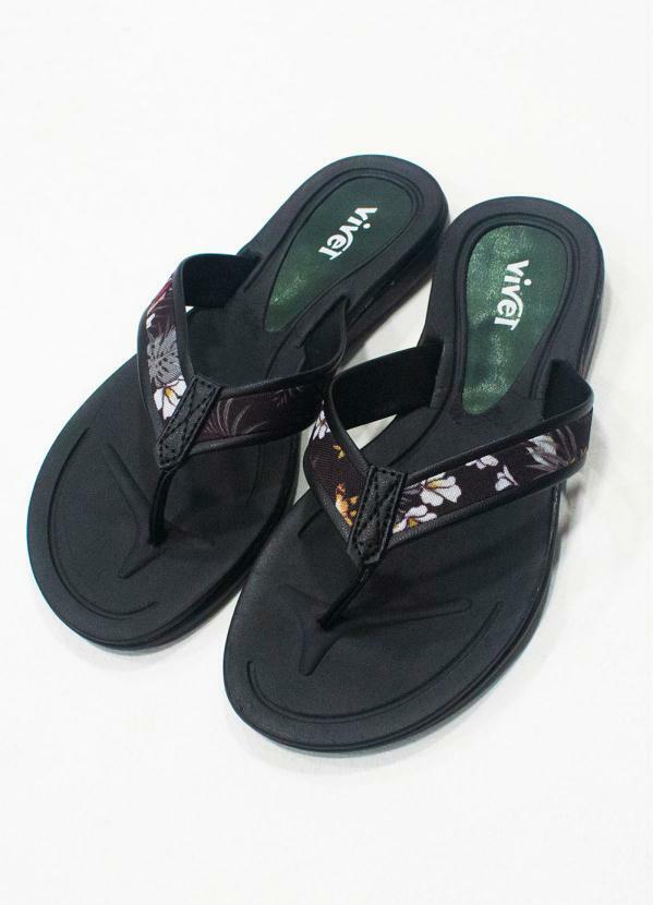 Rovitex - Rasteirinha Feminina Tira Estampada Preto