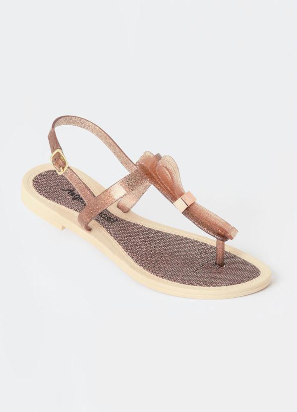 Outlet - Rasteirinha Marrom com Aspecto de Glitter