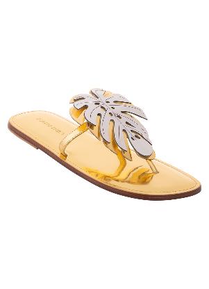 Farm - Sandália Salto Rasteiro Dourado - FARM