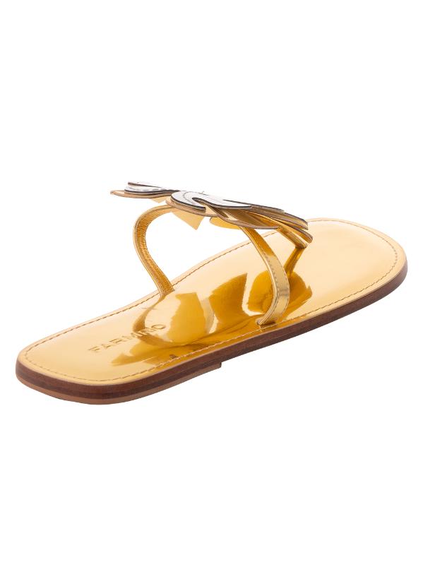 Farm - Sandália Salto Rasteiro Dourado 3