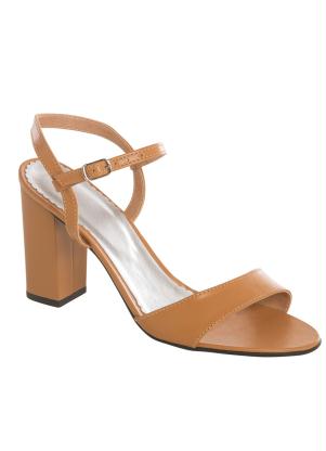 Perfecta - Sandália Caramelo Minimalista Salto Quadrado - PERFECTA