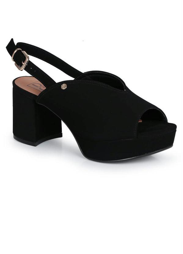 Bebecê - Sandália Feminina Salto Grosso Bebecê Decote Baixo Preto