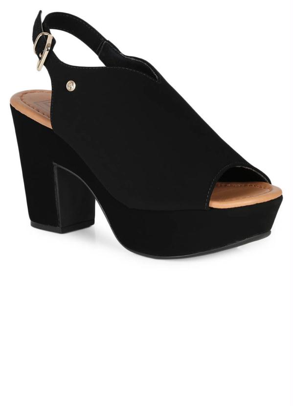 Bebecê - Sandália Feminina Salto Grosso Bebecê Decote Preto 1