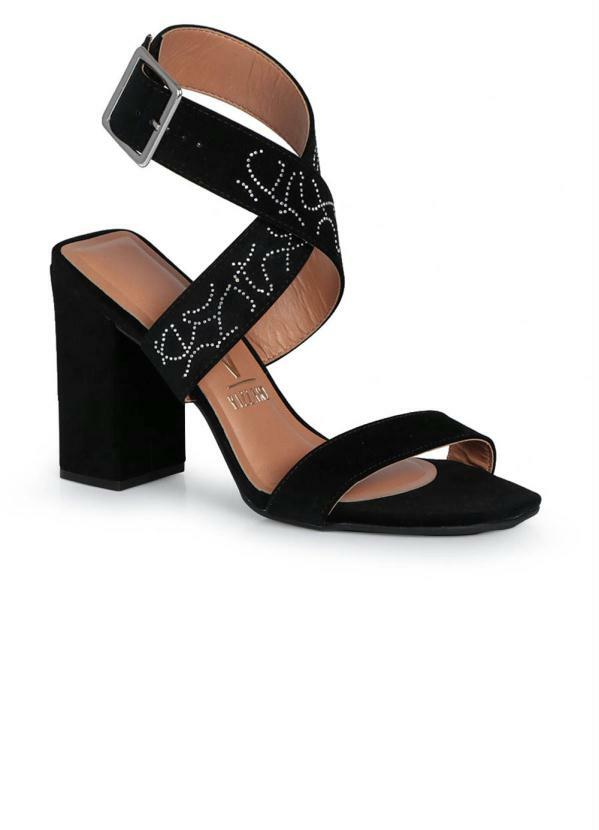Vizzano - Sandália Feminina Salto Grosso Vizzano Hotfix Preto